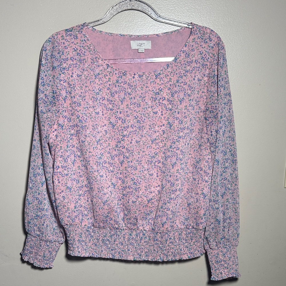 LOFT‎ Small Pink Floral Print Career Top